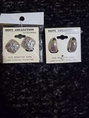 Hope Collection Silver Clip-On Earrings Duo - Filigree & Textured Styles